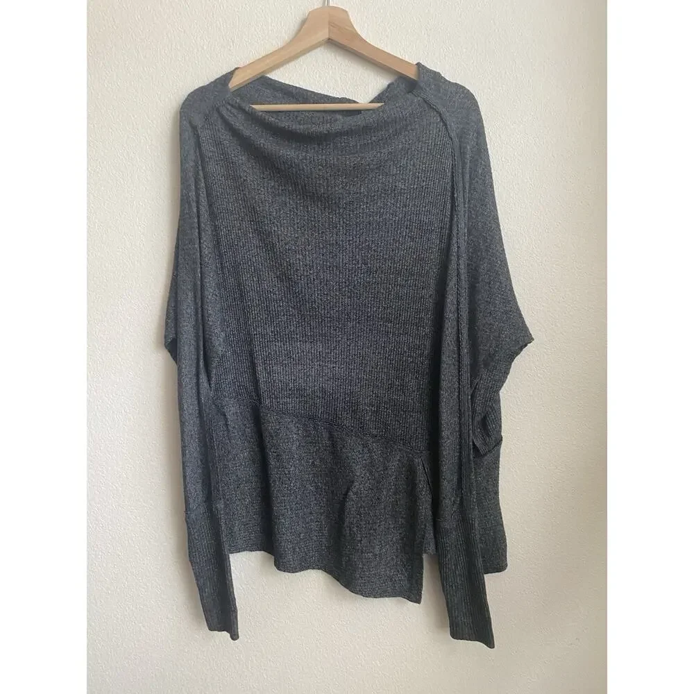 Free People Blouse Top Womens XS London Town Heather Gray Rubbed - Picture 2 of 6